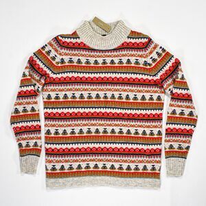 J. Crew Fair Isle Mock Neck Wool Blend Sweater - XS